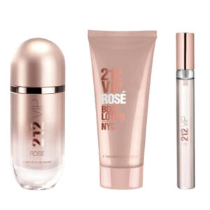 212 VIP ROSE By Carolina Herrera For Women (3pc Gift Set) - perfumesandrea